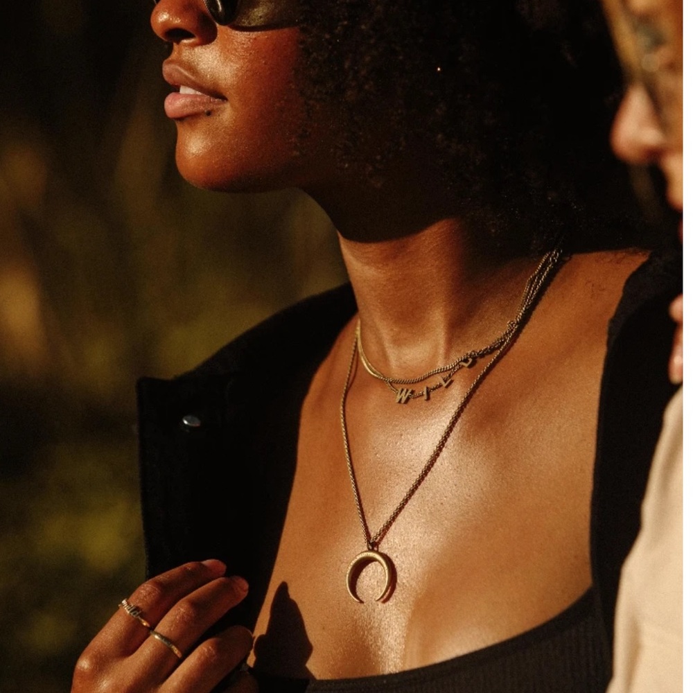 Atticus Poetry Gold Crescent Necklace Reach for the Stars